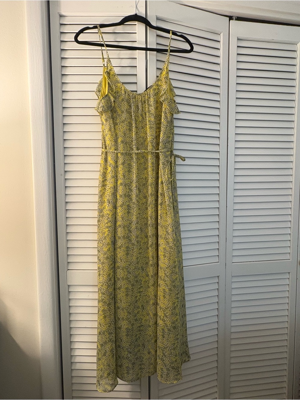 Who What Wear Yellow Floral Spaghetti-Strap Maxi Dress